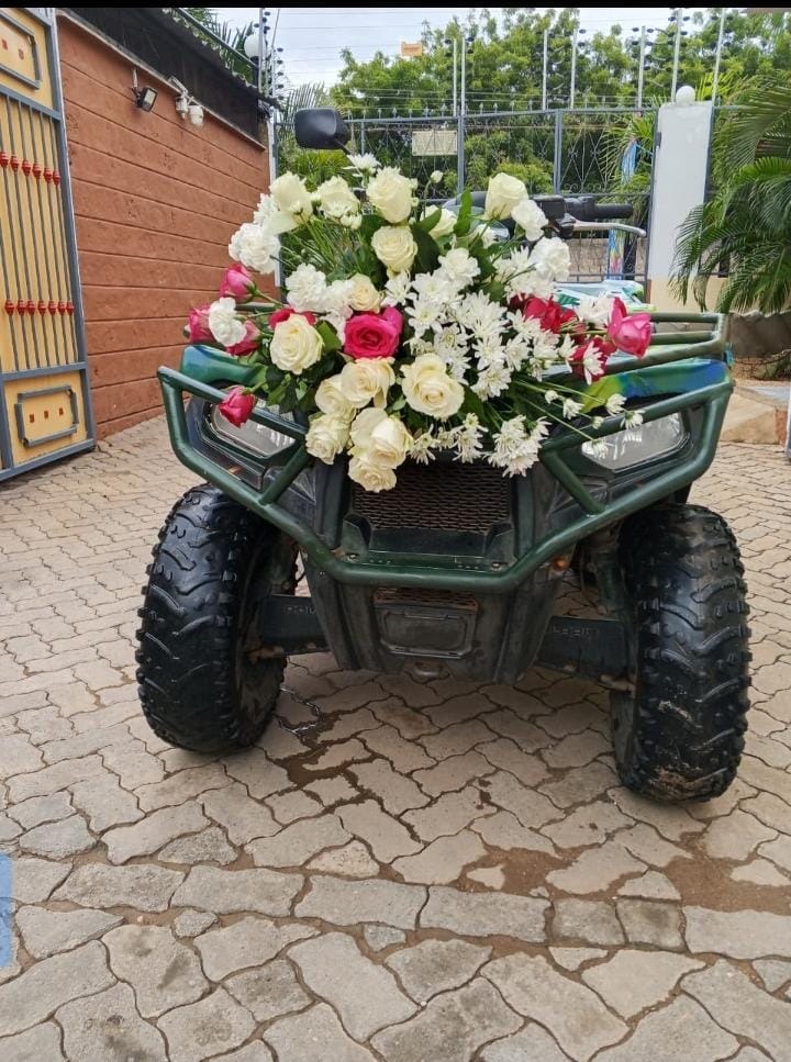 Floral decorated wedding quad and buggy safari in Diani